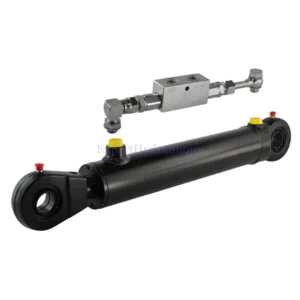 Vérin hydraulique double effet avec kit clapet double piloté tuyauté en rigide
