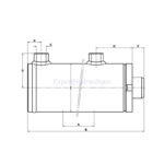 Schéma d'un vérin hydraulique double effet sans fixation